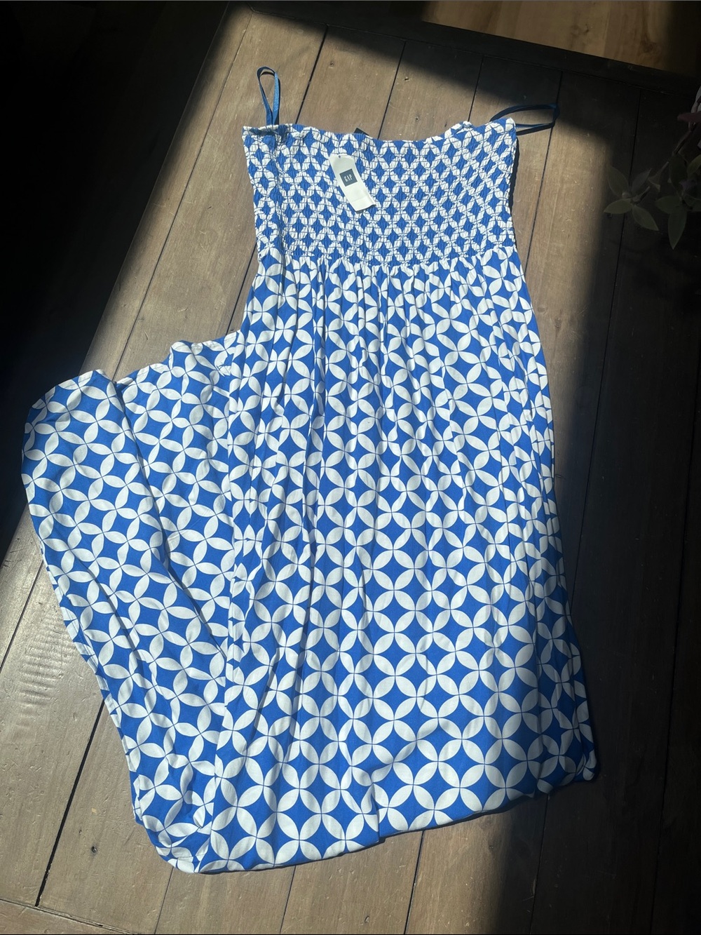 GAP Blue and White Geometric Maxi Dress